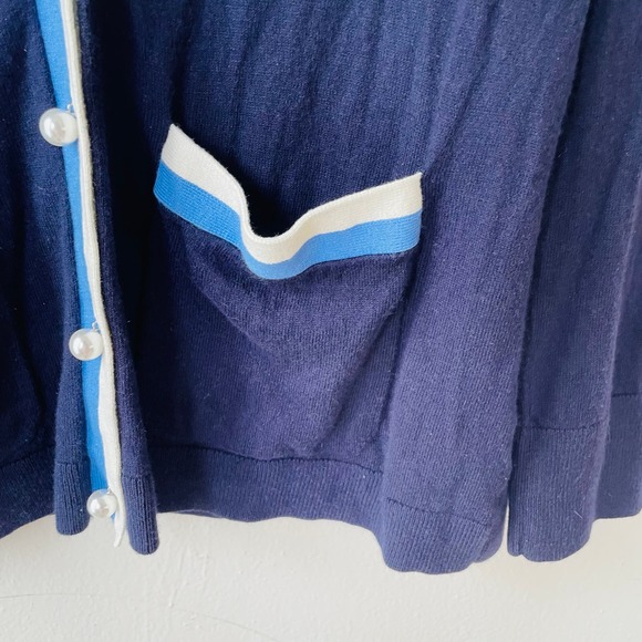 Talbots Size M Pearl Buttons Navy Blue Sweater size M - Picture 6 of 11